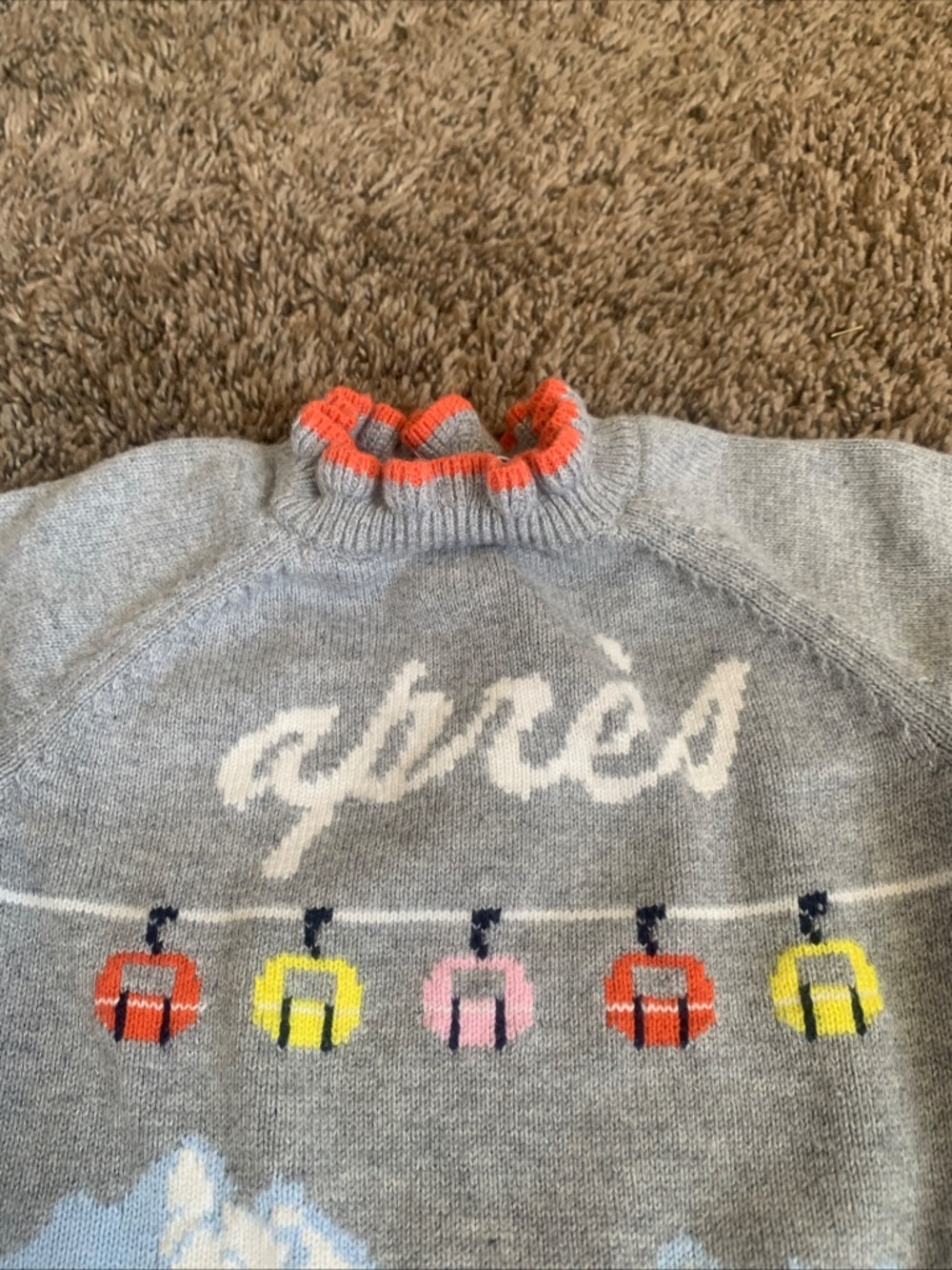 Janie & Jack Apres Snow Ski Graphic Sweater Baby Girl 18-24m Ruffle Neck - Picture 3 of 10